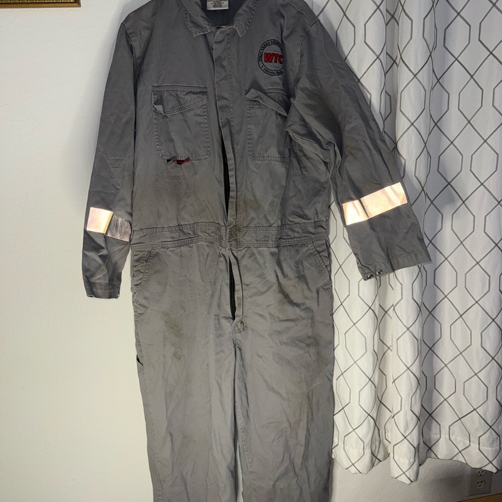 TC Men's Gray Work Coverall with Reflective Sleeve Bands